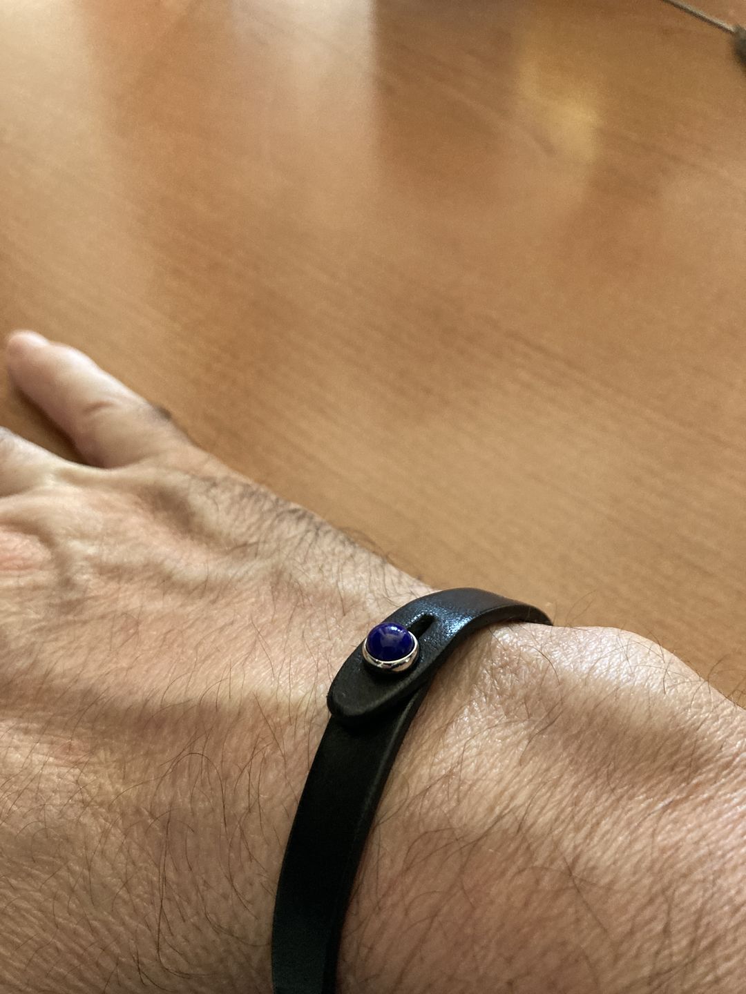 Customer photo review of Bracciale pelle io Lapislazzuli Tulsi