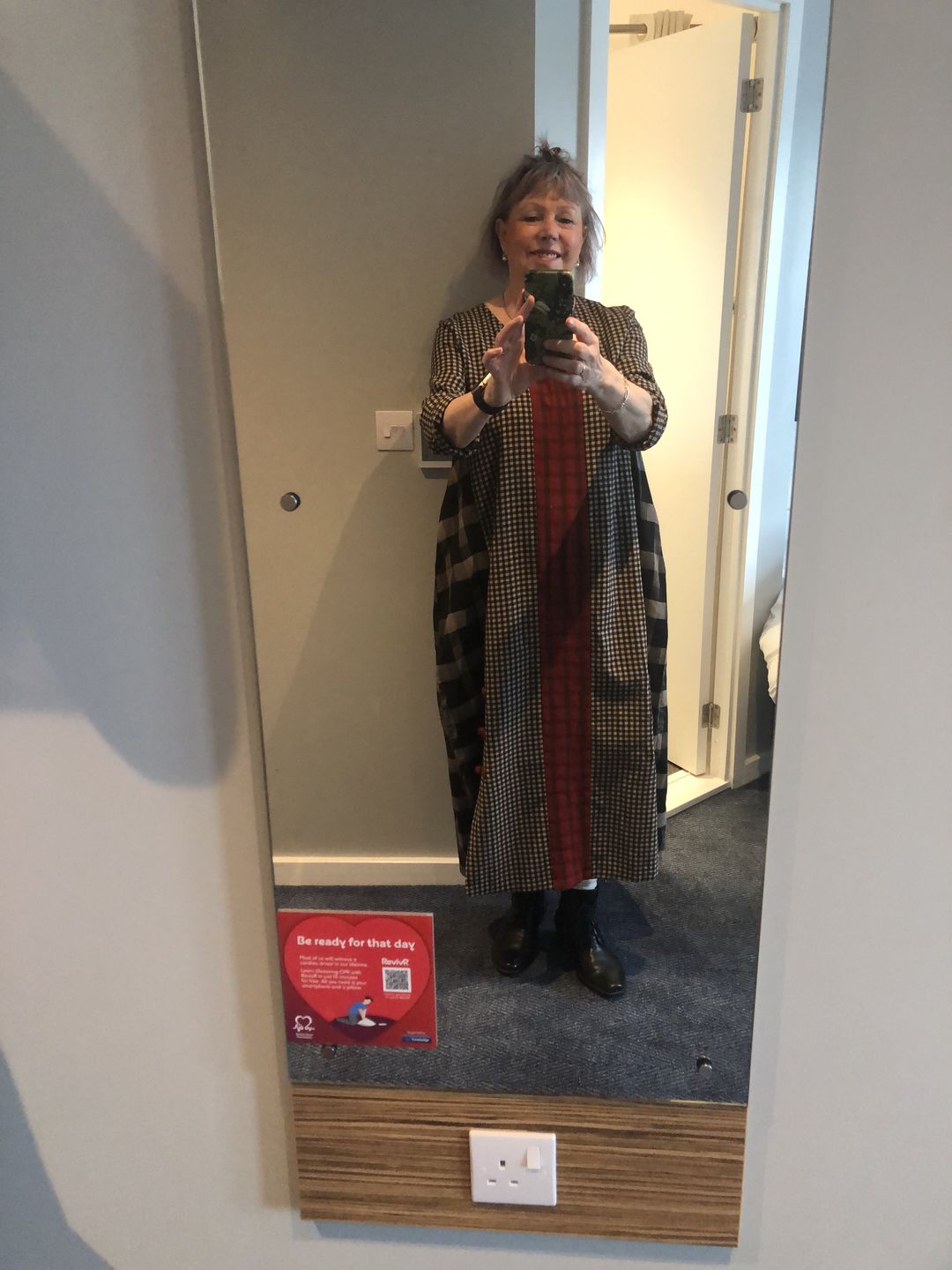 Customer photo review of Plus Size - Different Colored Plaid Retro Cotton Linen Dress