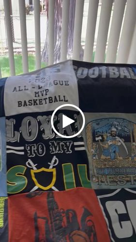 T-shirt quilt with sports, basketball themes by Linda's from CA