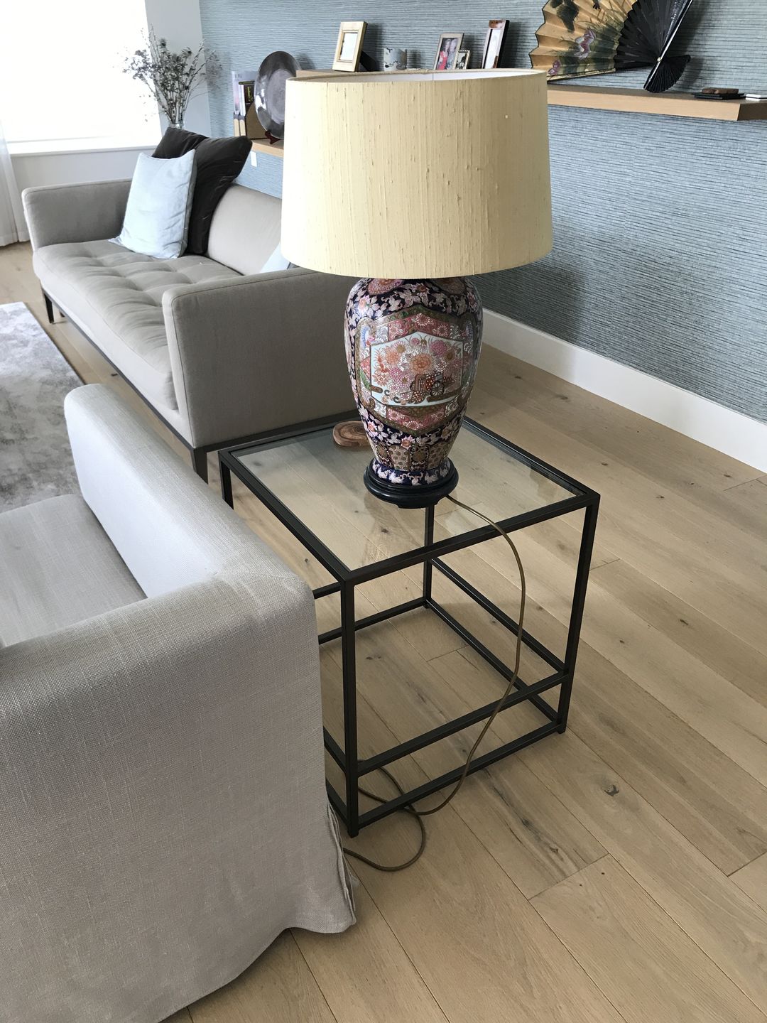 Customer photo review of Glass Metal Side Table Dark Bronze