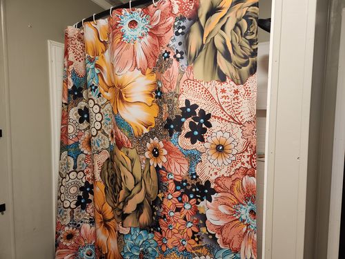 Customer photo review of Vintage Floral Fabric Shower Curtain
