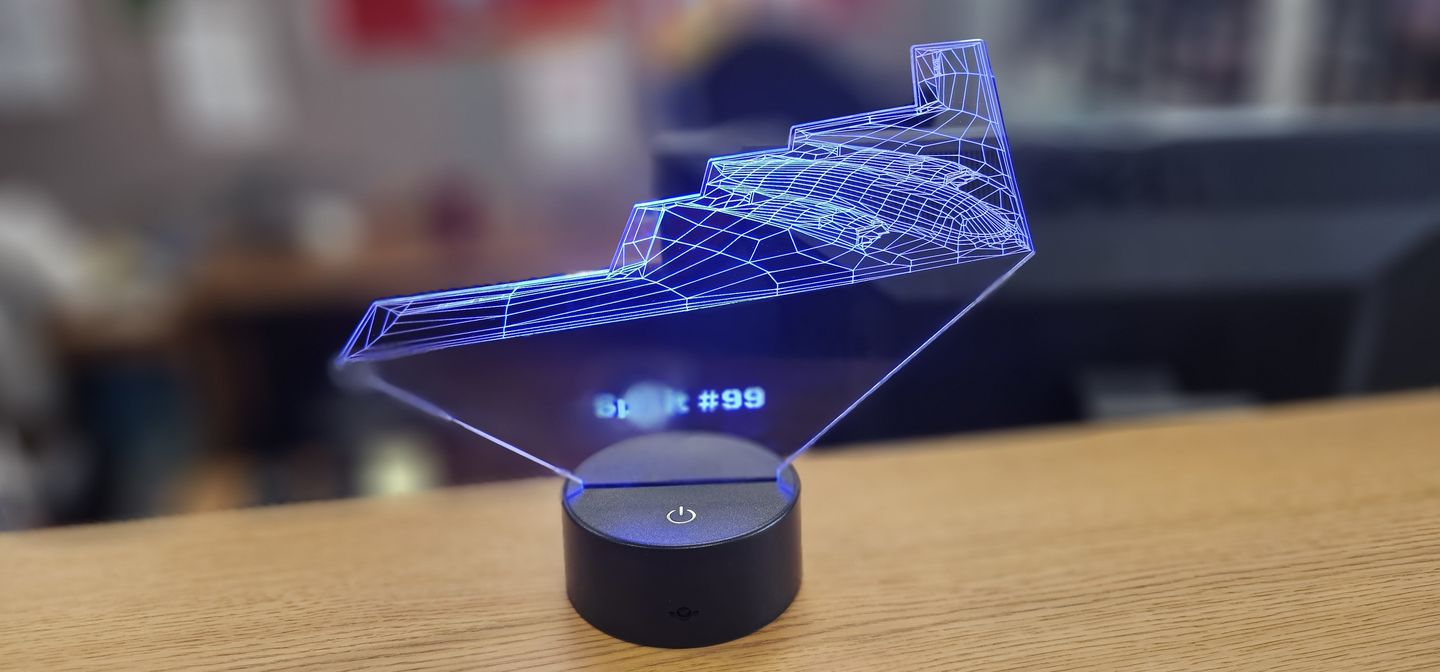Customer photo review of B-2 Bomber - 3D Optical Illusion Desk Lamp