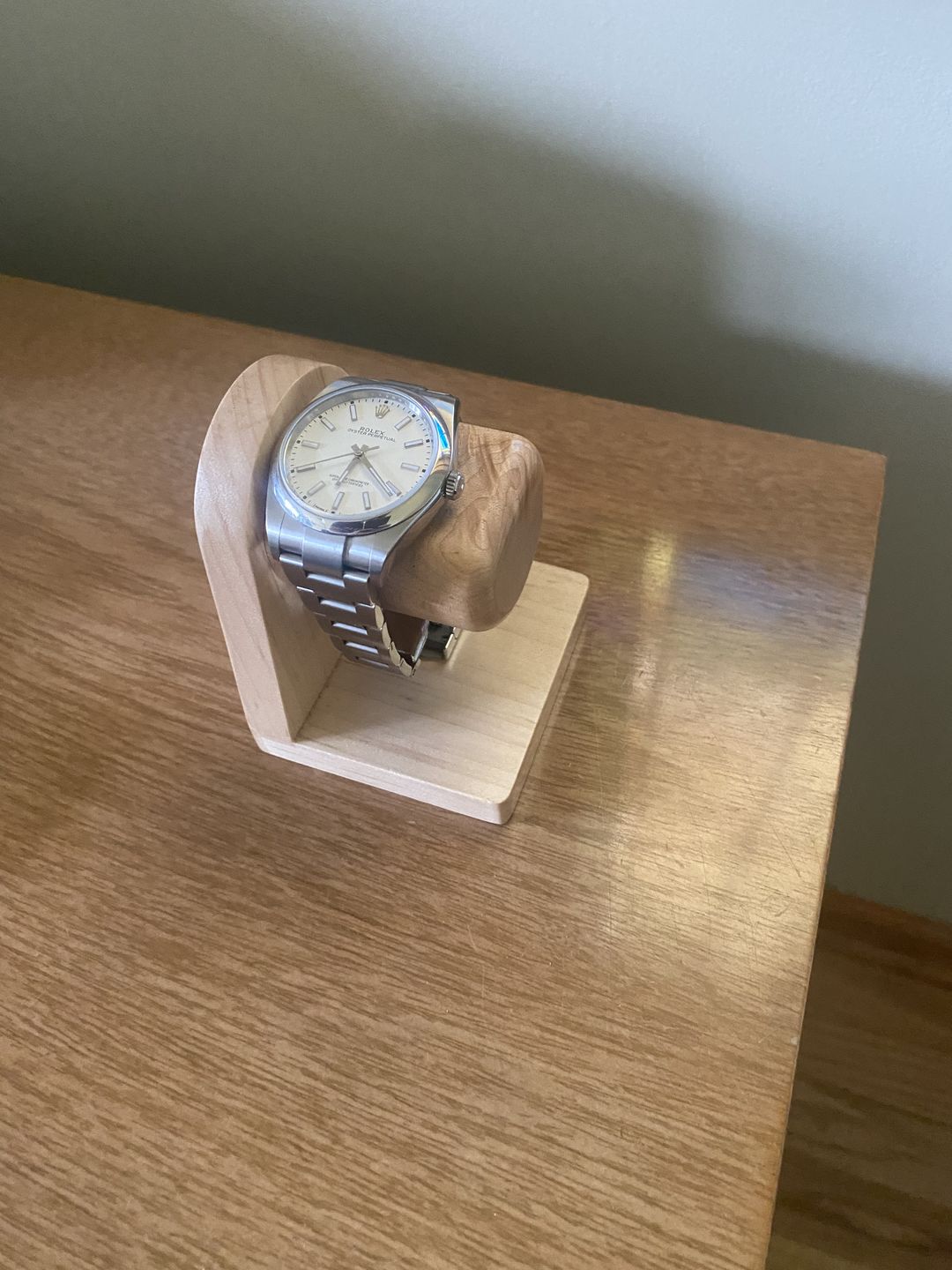 Customer photo review of Single Watch Stand in Maple