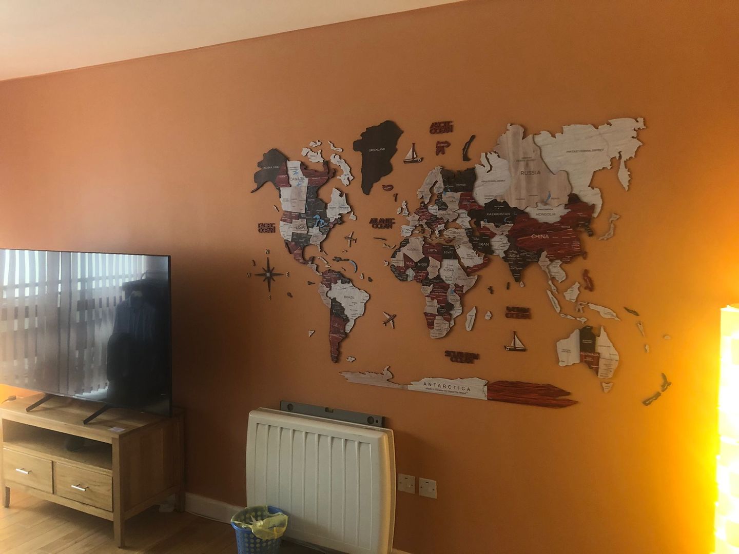 Customer photo review of 3D Wooden World Map Urban