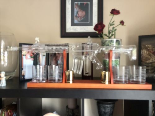 Customer photo review of AR-15 Glass Decanter with 2nd Amendment Whiskey Glasses