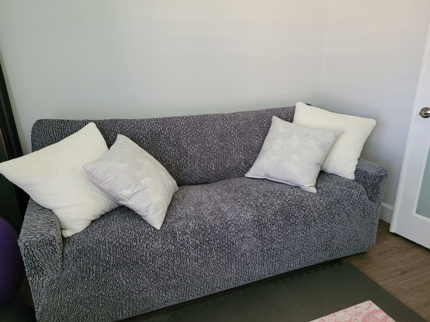 Customer photo review of 3 Seater Sofa Cover - Grey, Velvet Collection