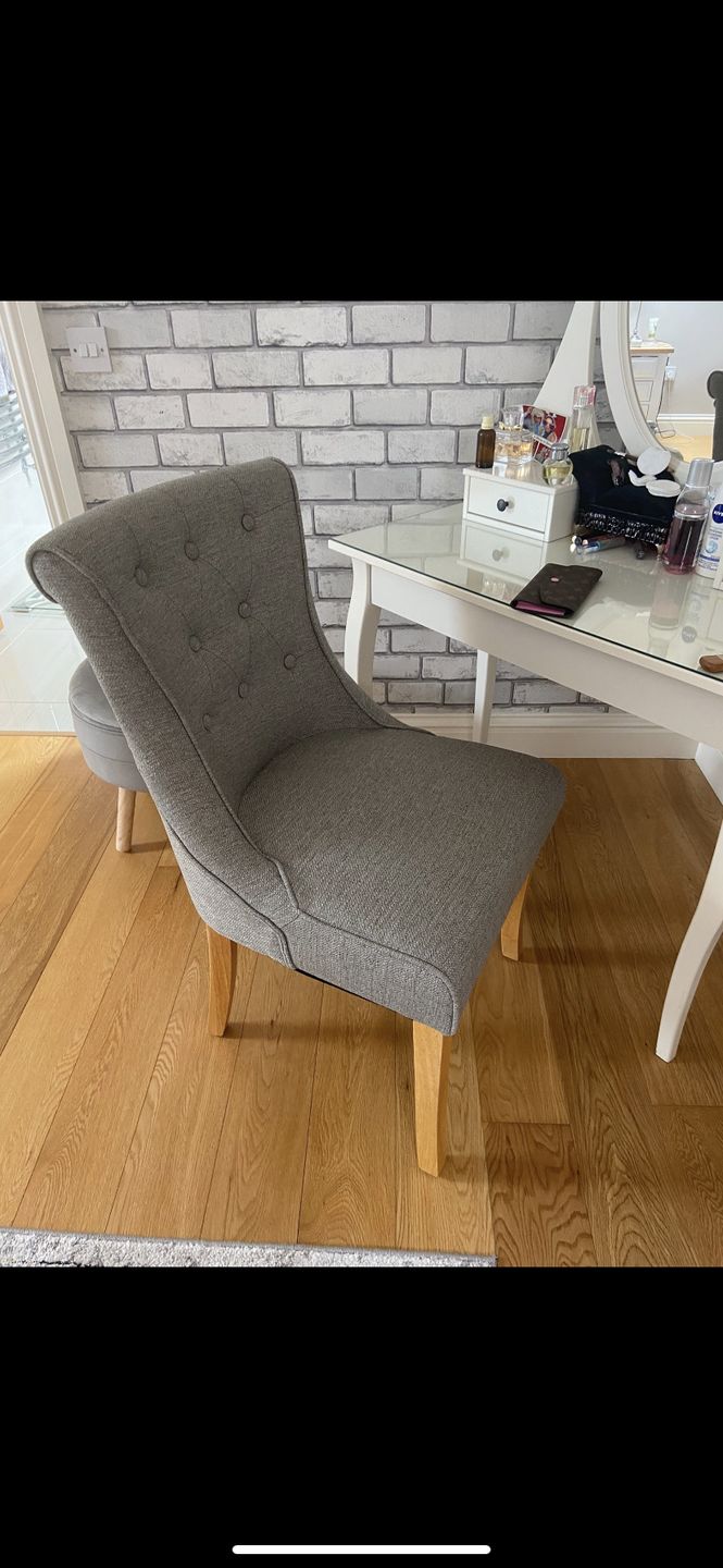 Customer photo review of Kingston Cement Grey Linen Dining Chair