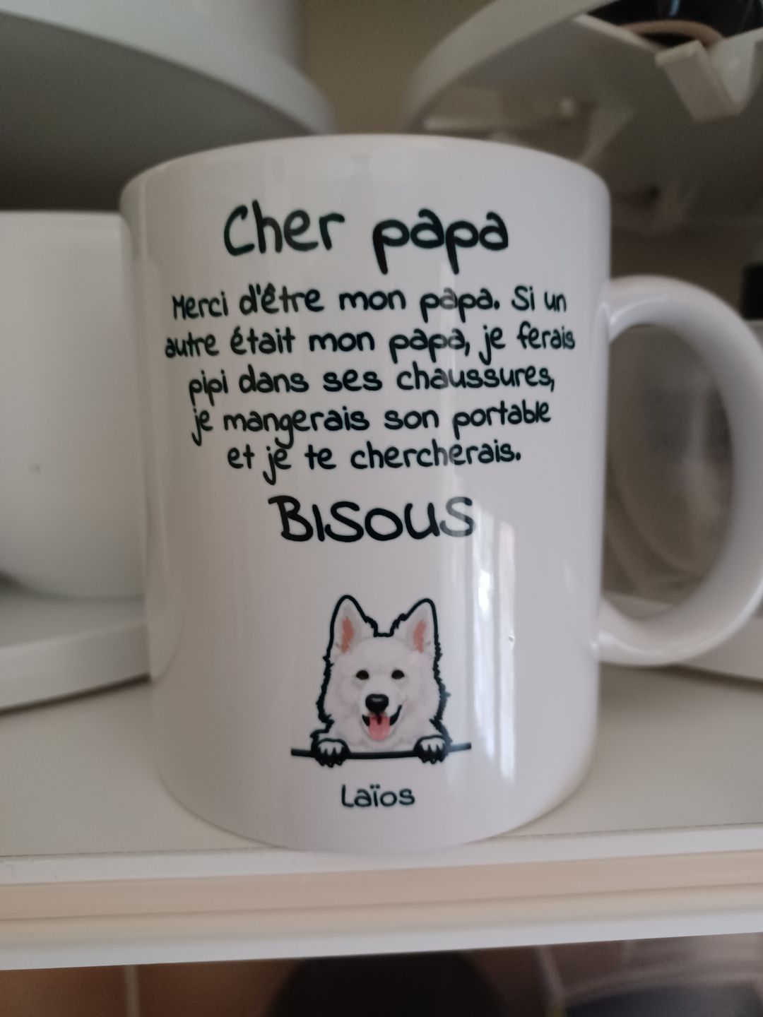 Customer photo review of Cher papa (chien) - Mug personnalisé