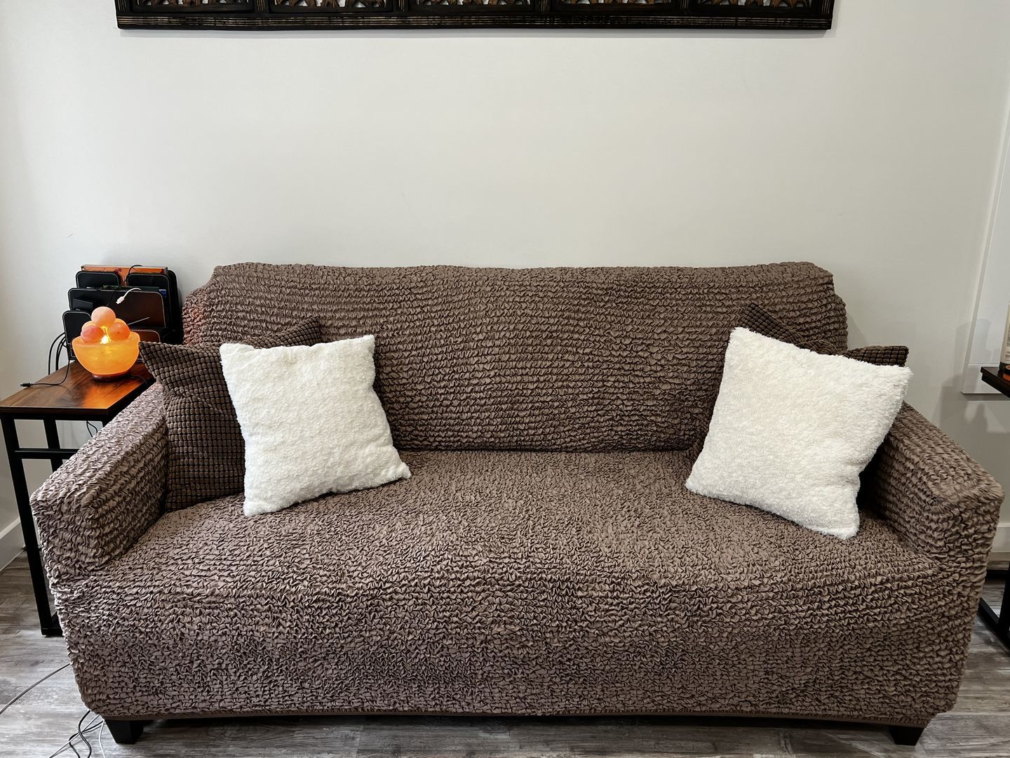 Customer photo review of 3 Seater Sofa Cover - Charcoal, Microfibra