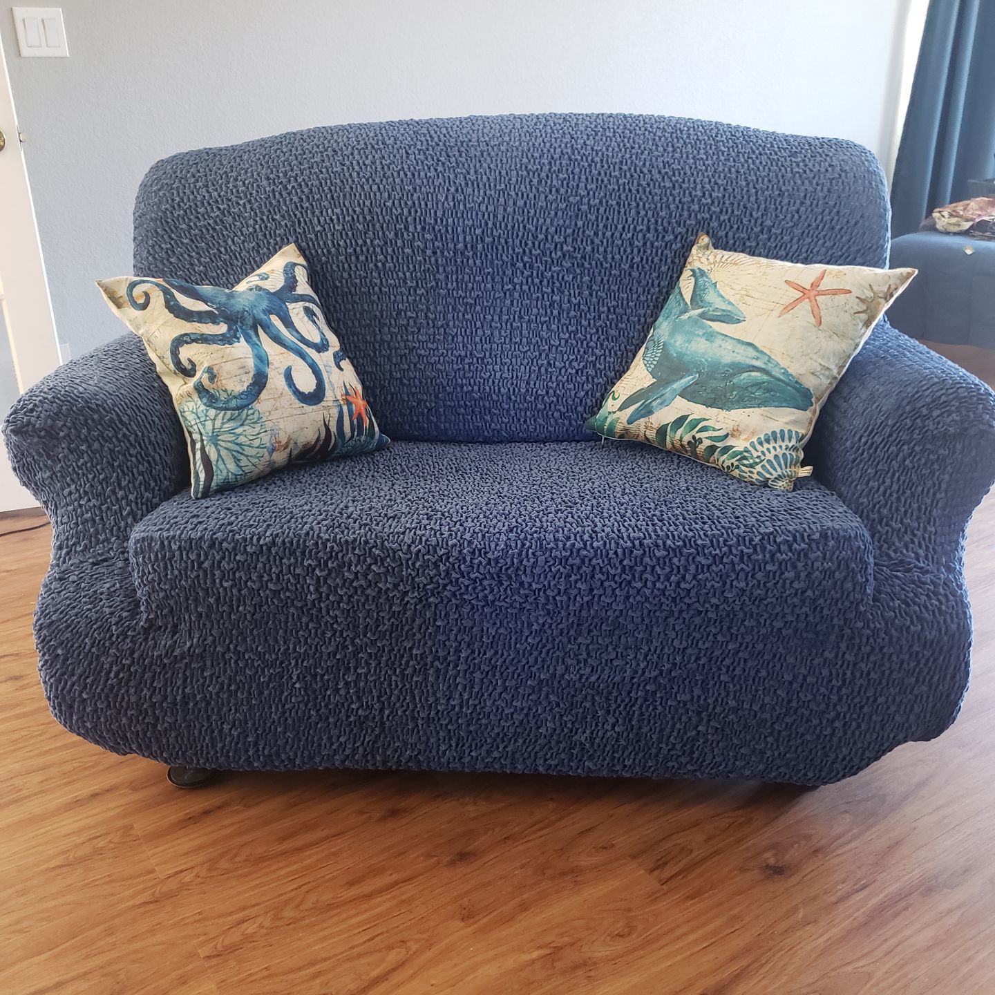 Customer photo review of 2 Seater Sofa Cover - Grey, Velvet Collection