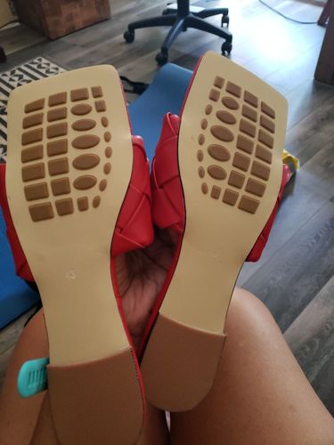 Customer photo review of Woven Band Solid Color Flat Mules