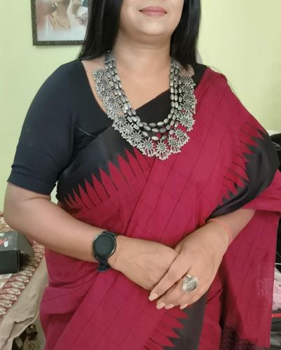 Customer photo review of Rubans Oxidised Silver Toned Embellished With Multilayer Statement Necklace