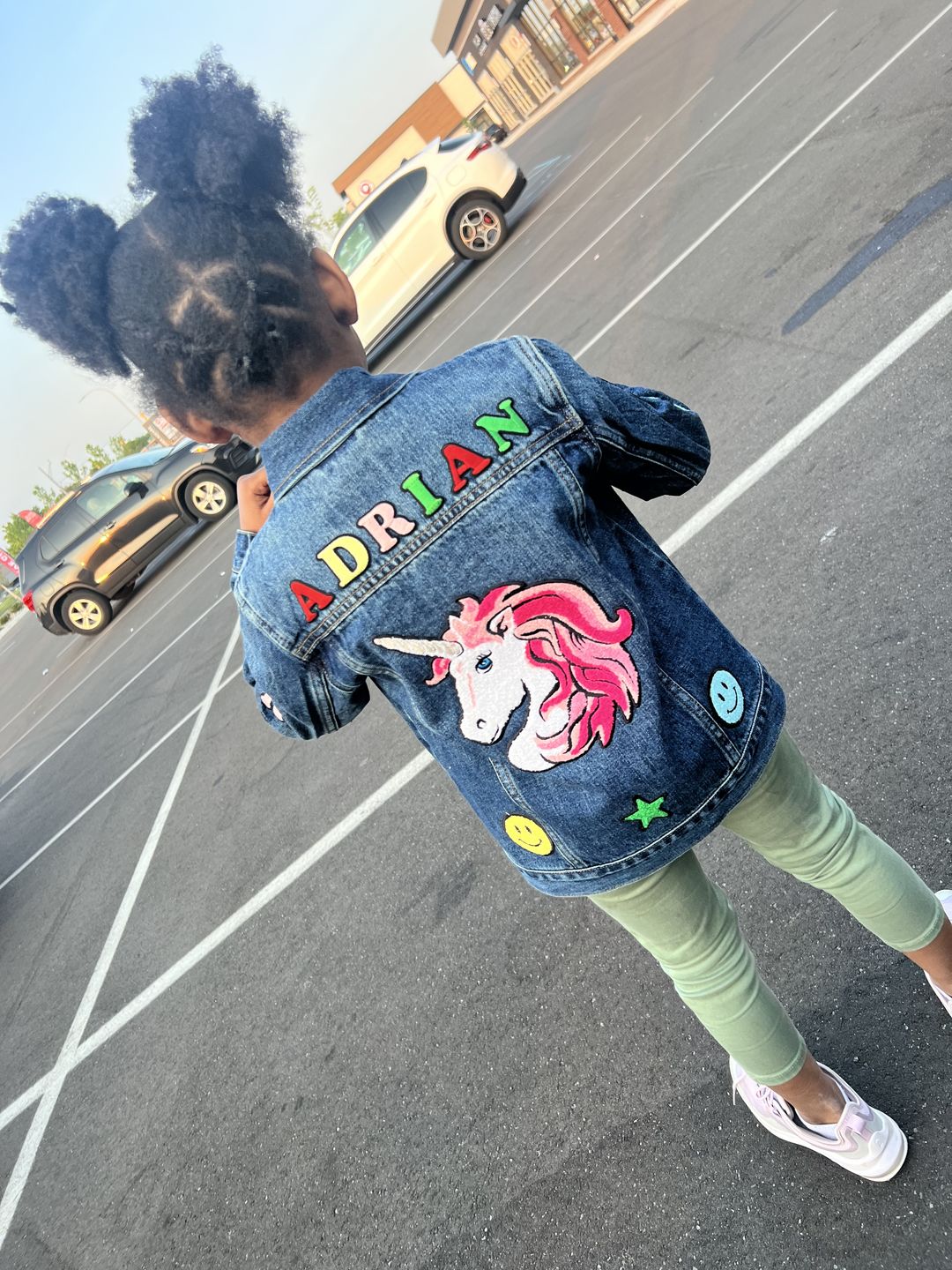 Customer photo review of Kids Classic Oversized Denim Jacket