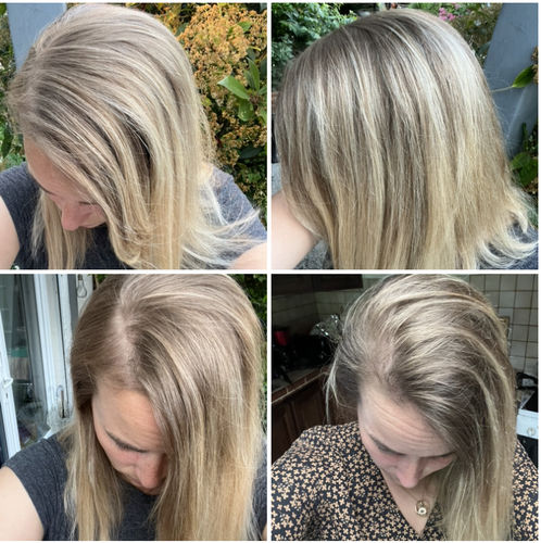 Customer photo review of Notre soin éclaircissant pour des cheveux rayonnants en moins de 5 minutes