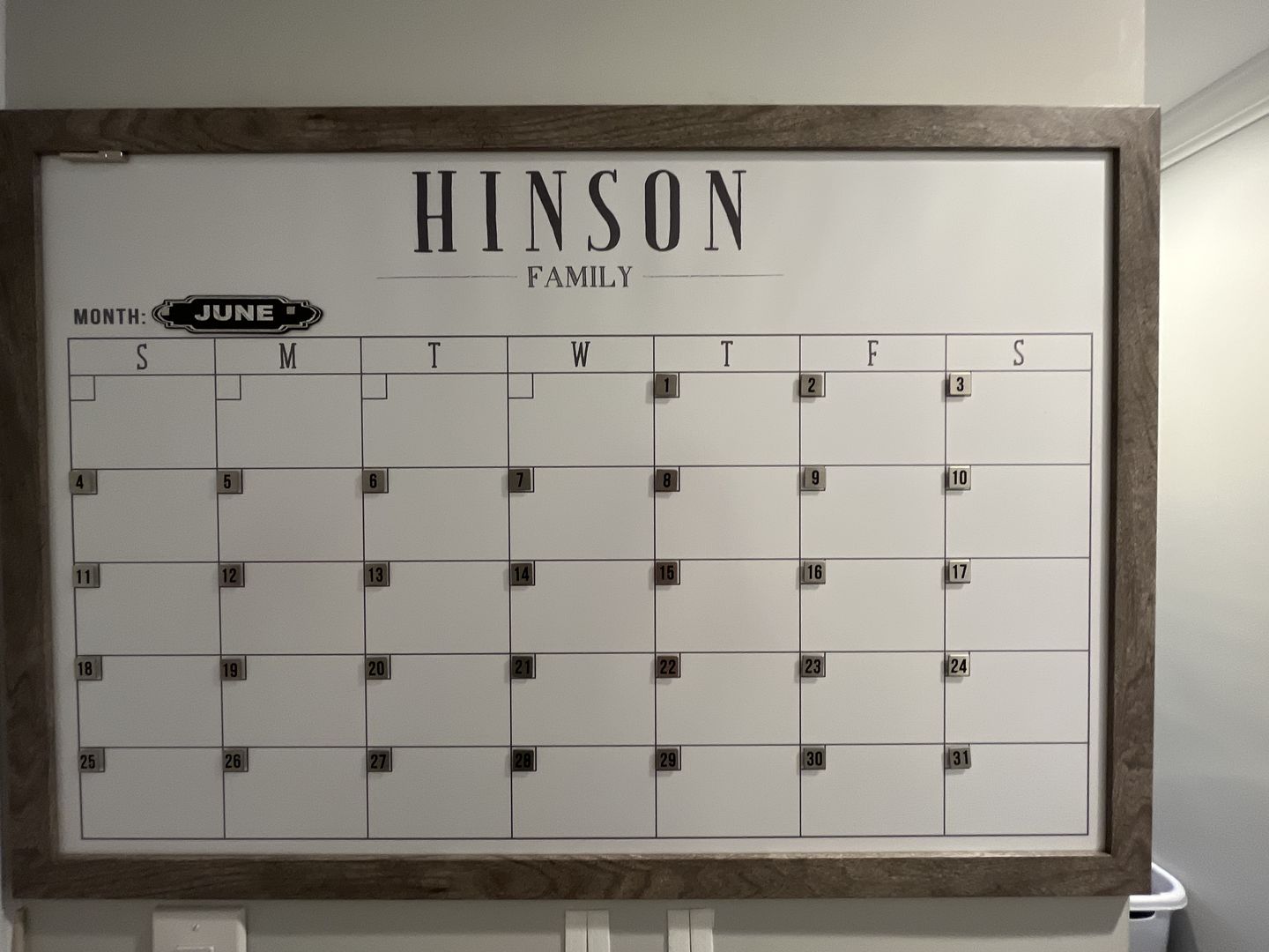 Customer photo review of Monthly Framed Whiteboard Calendar | Horizontal Swanson