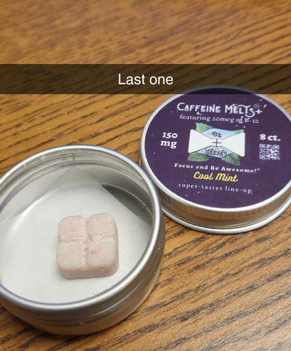 Customer photo review of Cherry Lemon Caffeine Melts® PLUS (150mg + 20mcg B12)