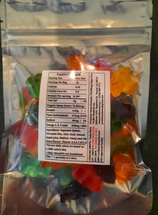 Customer photo review of Hemp Gummy Bears 750,000mg Sugar-Free Premium Organic + Vitamins: C B D E + Omega 3 6 9
