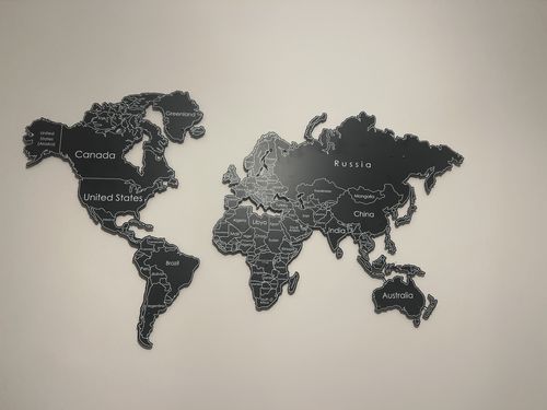 Customer photo review of UV Printed Metal World Map Wall Art | Color - Black