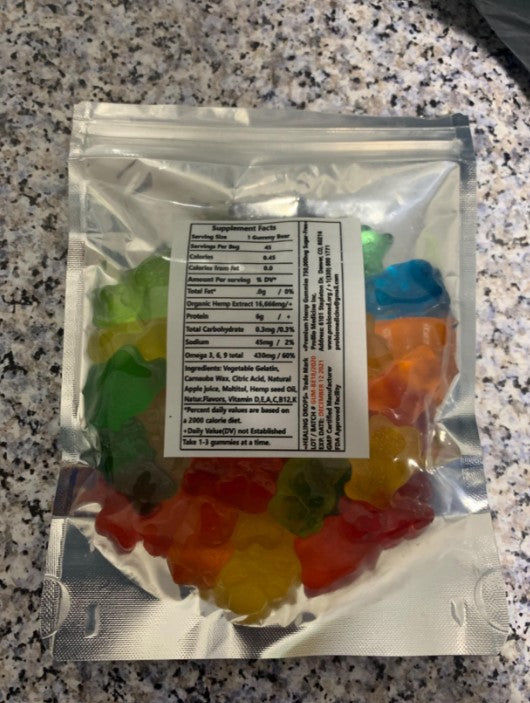 Customer photo review of Hemp Gummy Bears 750,000mg Sugar-Free Premium Organic + Vitamins: C B D E + Omega 3 6 9