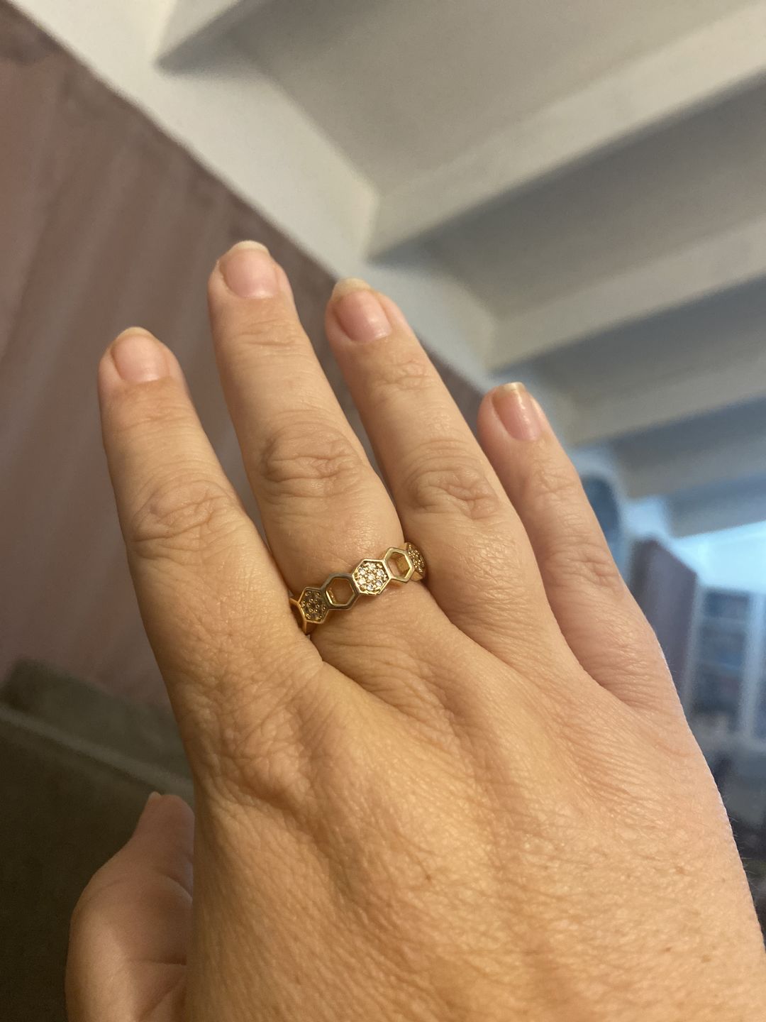 Customer photo review of Gold & Crystal Honeycomb Ring