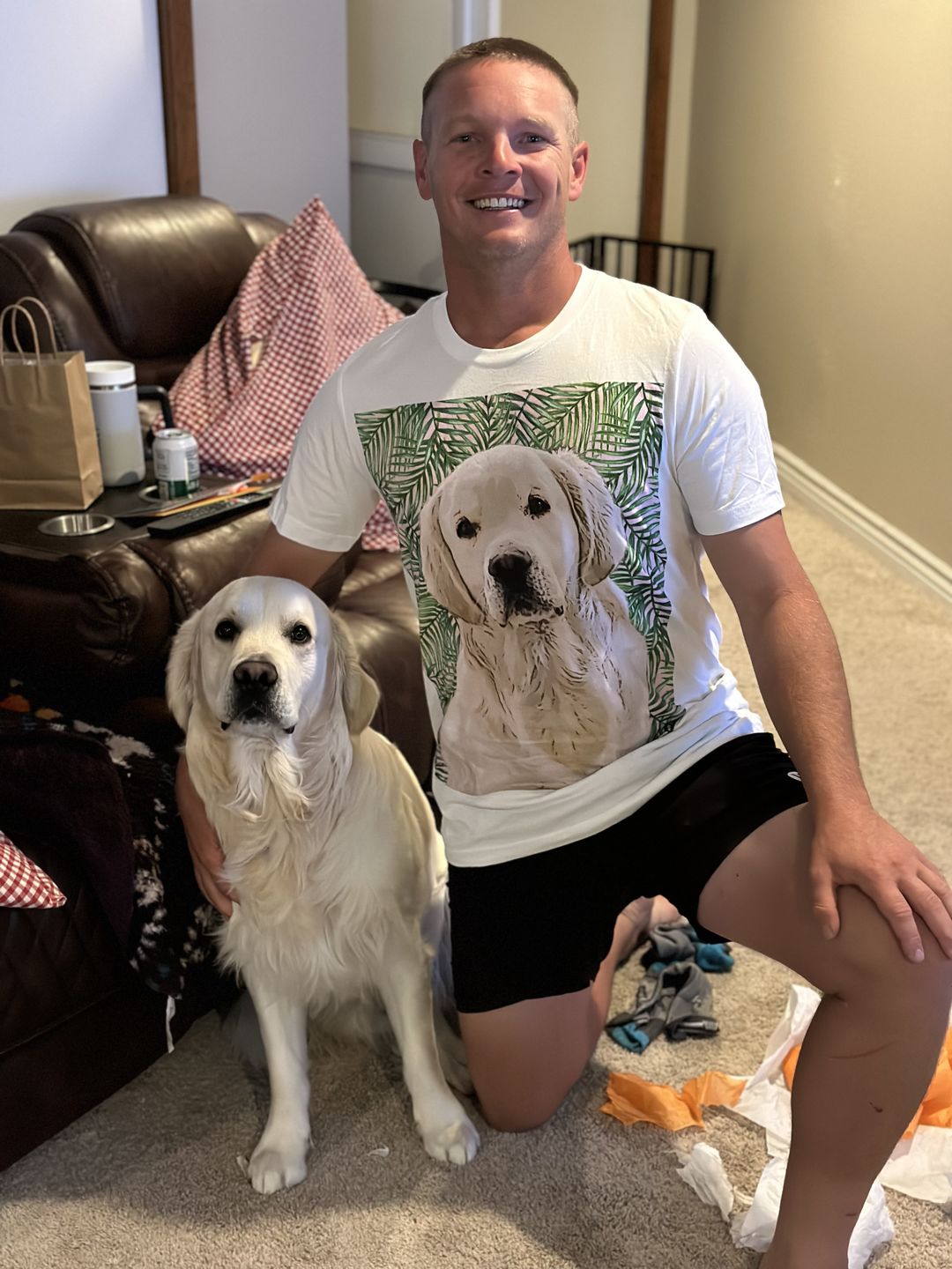 Customer photo review of Custom Pet Art Mens Crew Neck T-shirt