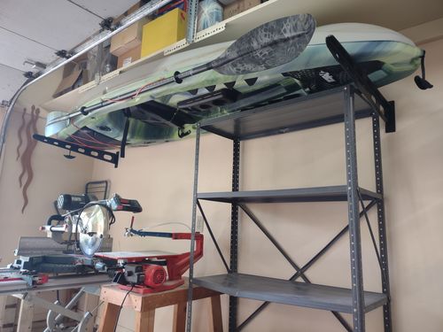Customer photo review of Wall Mounted Kayak Rack - Made in USA