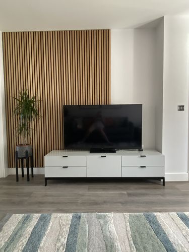 Customer photo review of SlatWall Acoustic Natural Oak and Black