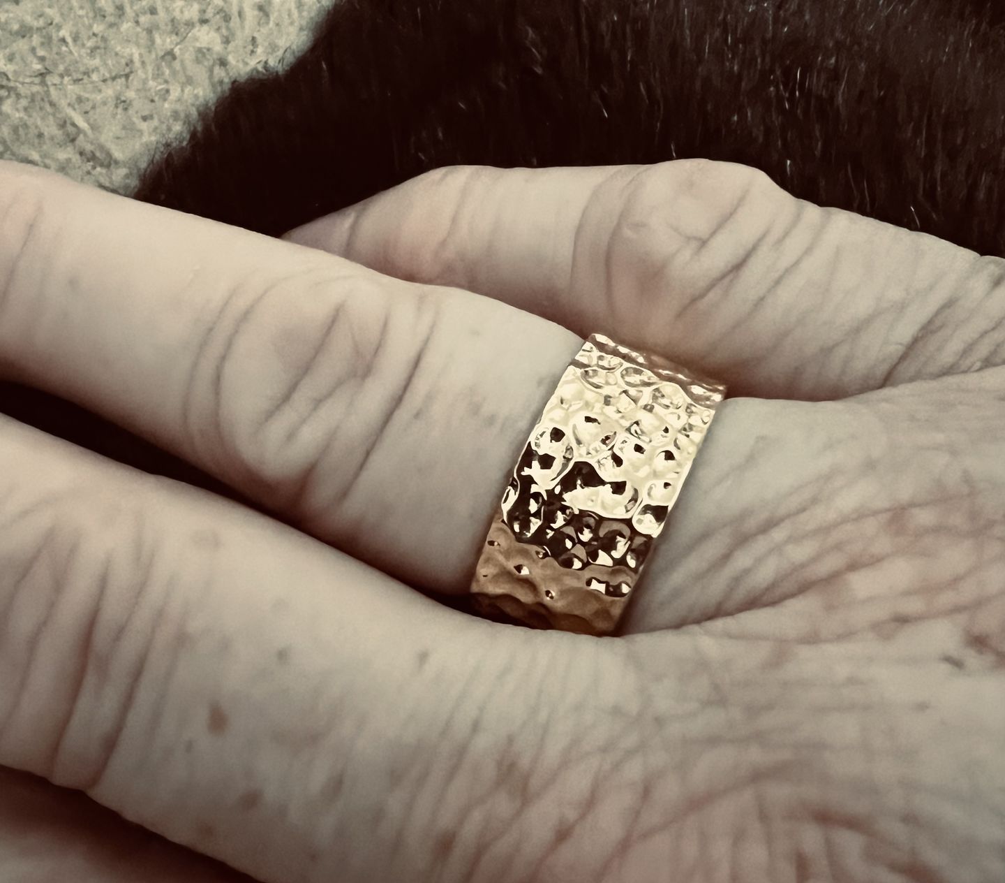 Customer photo review of Grecian Hammered Silver Stacking Ring