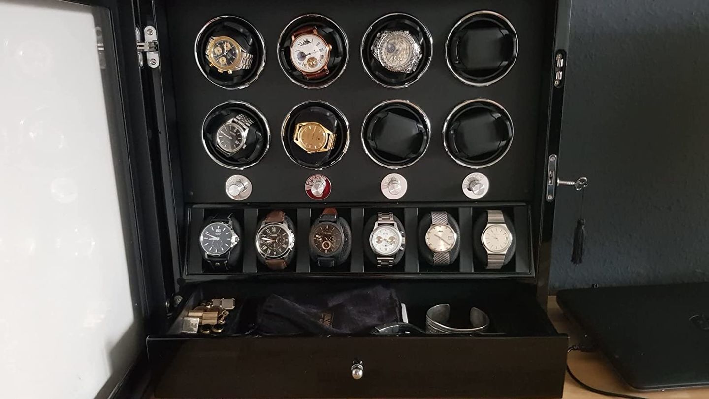 Customer photo review of 8 Watch Winders with Extra 6 Watch Display Storage and Jewelry Drawer