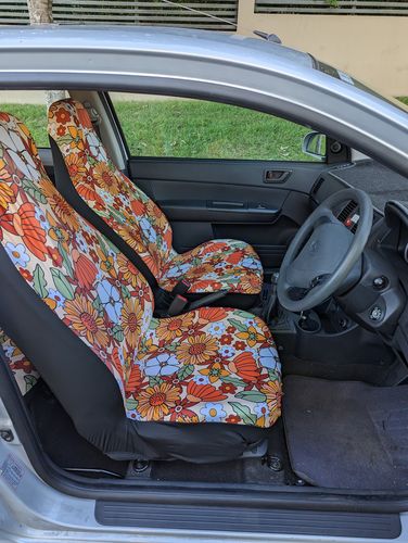 Customer photo review of Rustic Blooms Car Seat Covers Full Set