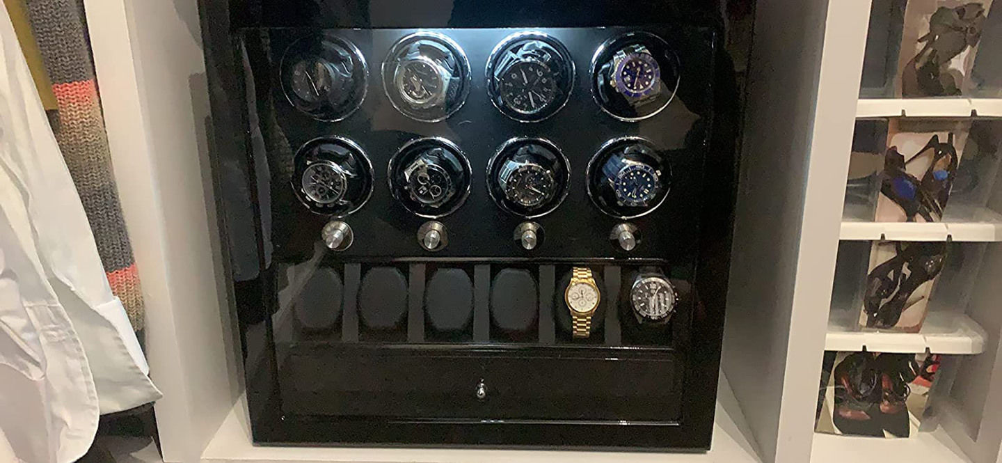 Customer photo review of 8 Watch Winders with Extra 6 Watch Display Storage and Jewelry Drawer
