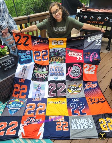 T-shirt quilt featuring mavericks, fire by Stephanie from VA
