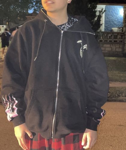 Customer photo review of Pray For Me Hoodie Full Zip-Up (BLACK)