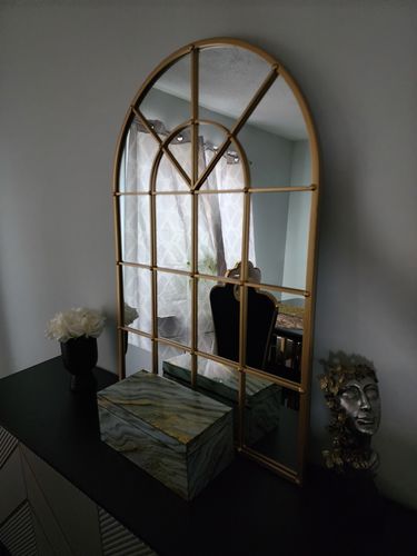 Customer photo review of Metal Gold Arch Window Mirror (42"H x 28"W)