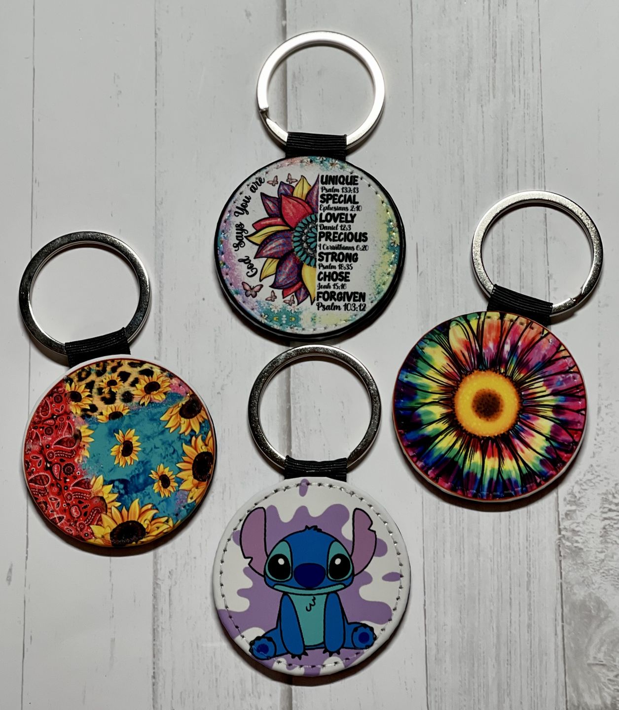 Customer photo review of Single-Sided Faux Leather Keychain Sublimation Blank