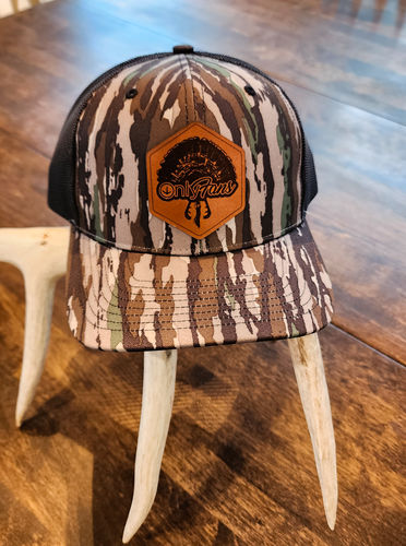 Customer photo review of Custom Leather Patch Trucker Hat - Richardson 112P