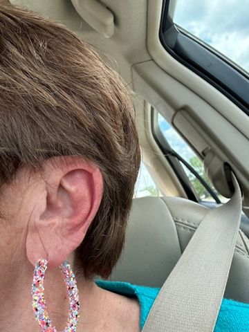 Customer photo review of Glitter Hinge Hoops