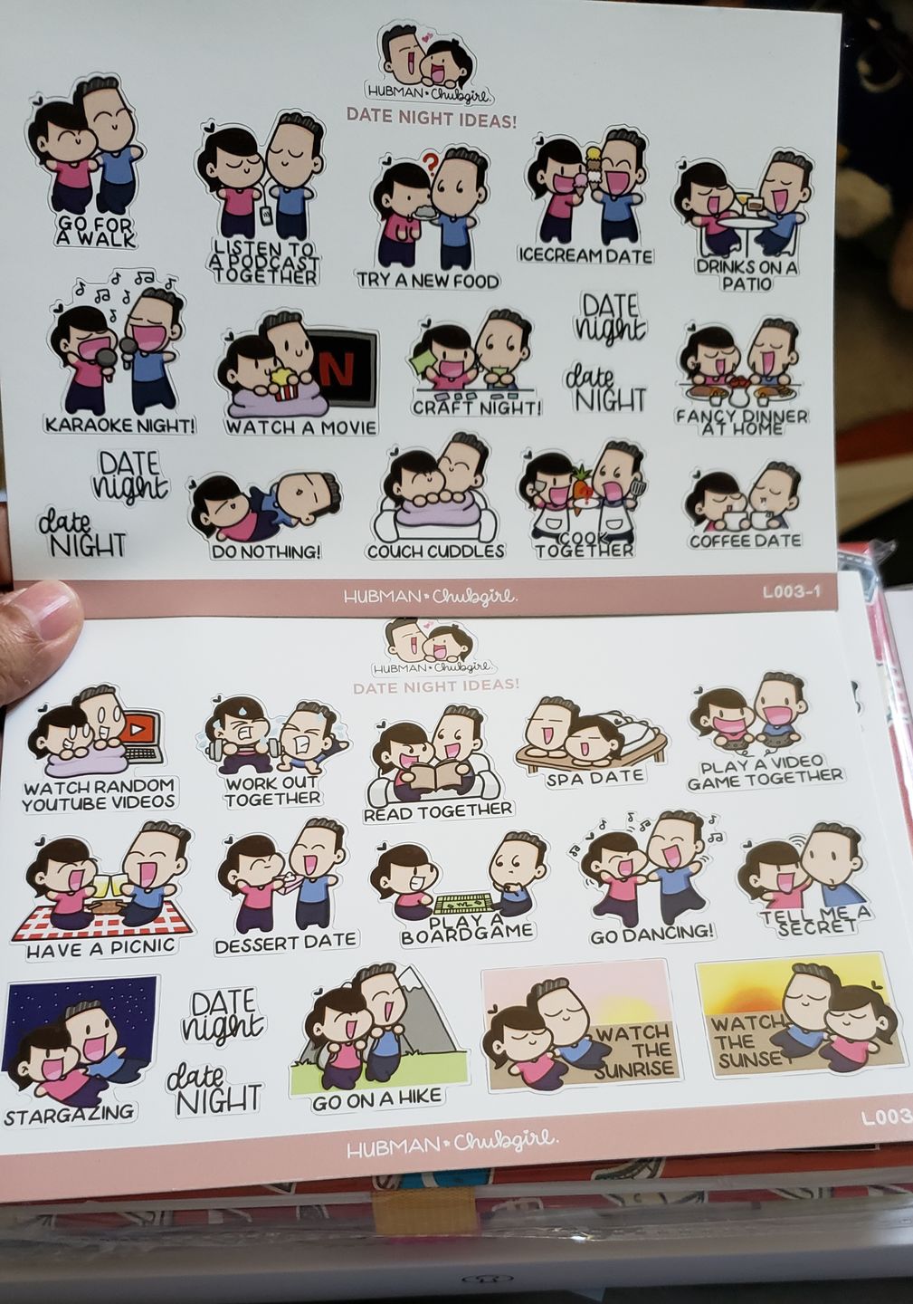 Customer photo review of Date Night Ideas Sticker Set