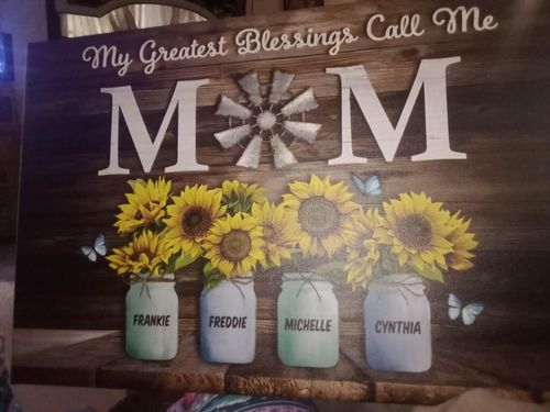 Customer photo review of My Greatest Blessings Call Me Mom Custom Names Canvas