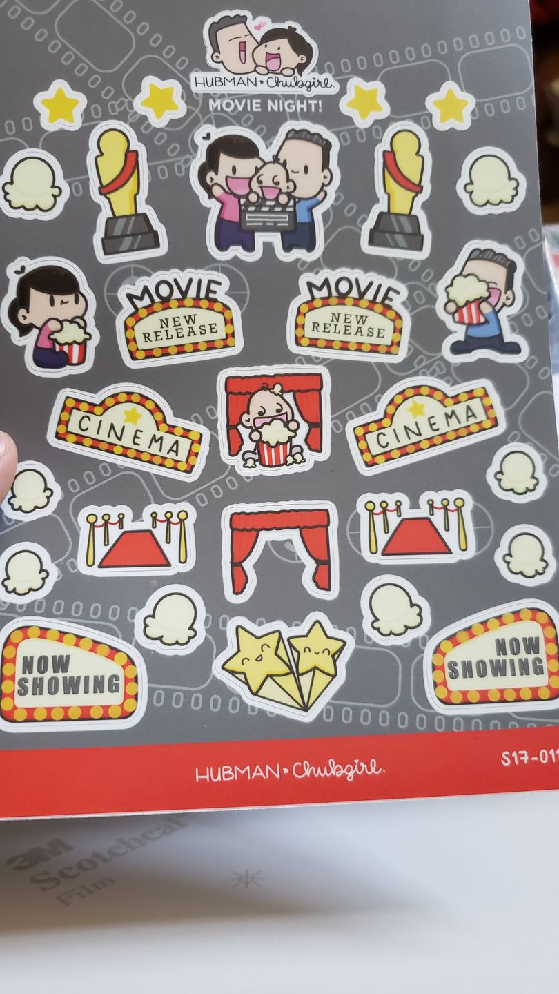 Customer photo review of Sticker Sheet - Movie Night!