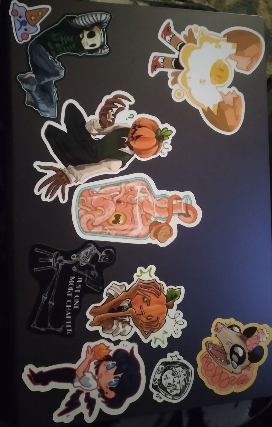 Customer photo review of Sad Party Opossum Stickers!