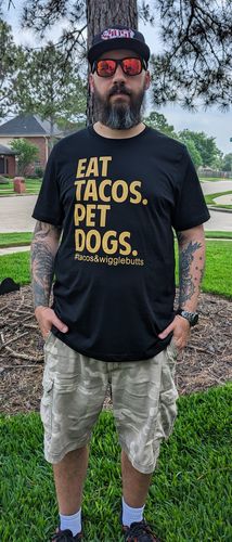 Customer photo review of Premium Eat Tacos Pet Dogs T-Shirt