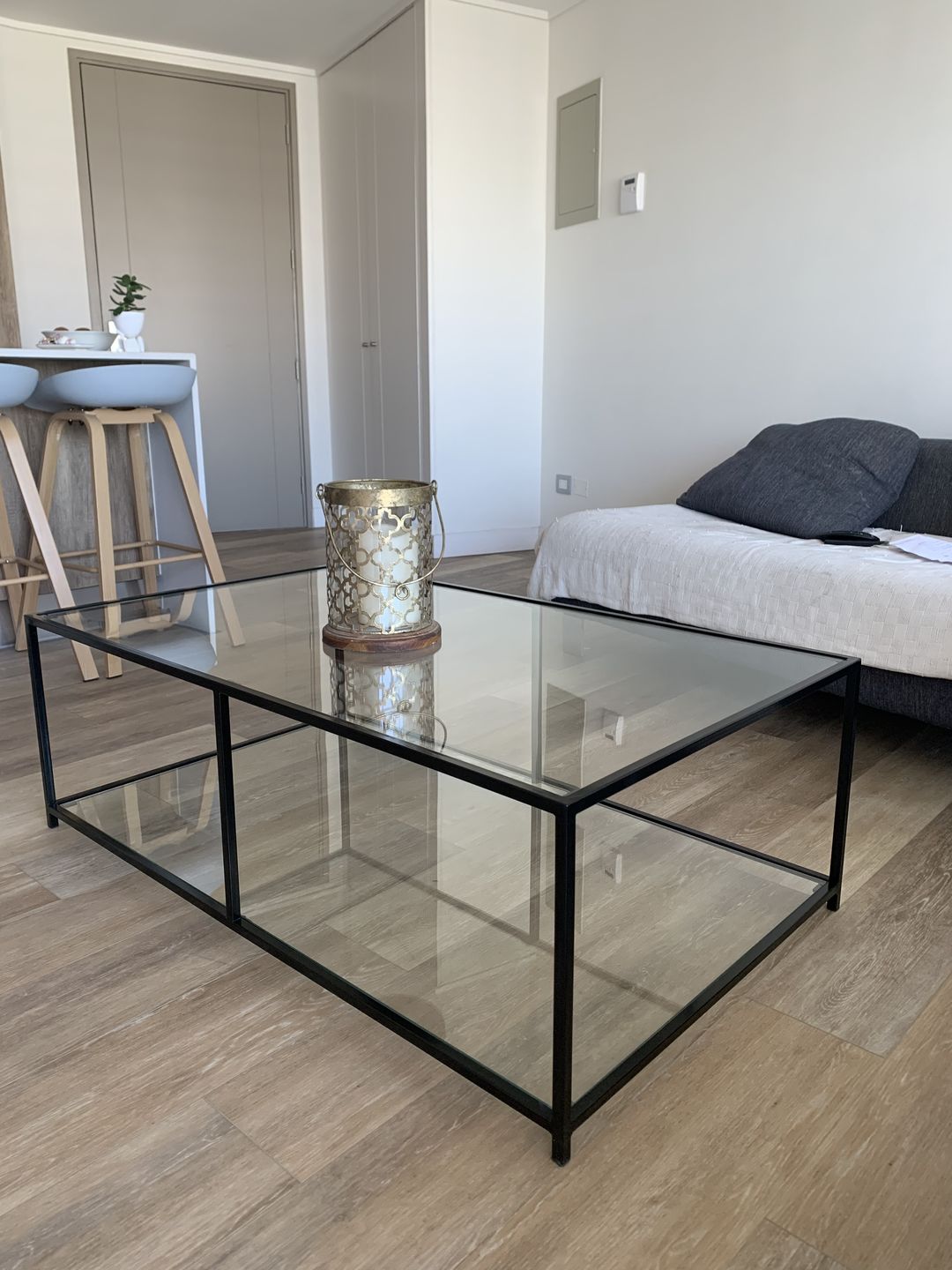 Customer photo review of Mesa de centro Rectangular 120 NEGRA dos niveles GLASS