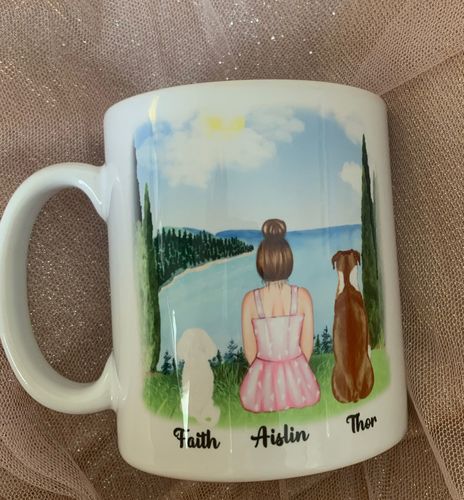 Customer photo review of Girl & Dogs - Life is better with a dog Personalised Mug