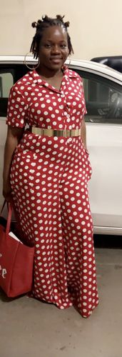Customer photo review of Kristie Polka Dot Jumpsuit up to 3XL (Red/White)