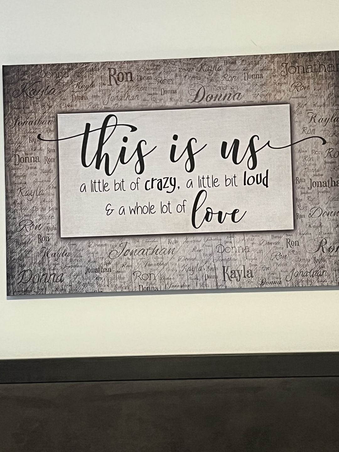 Customer photo review of Personalized "This Is Us" With Names on Background Premium Canvas
