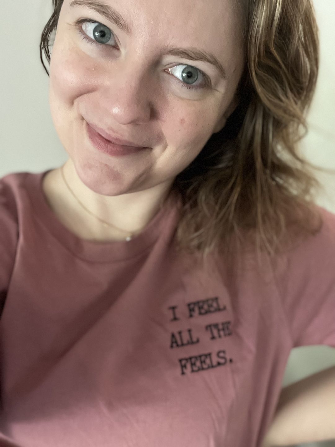 Customer photo review of I Feel All The Feels Embroidered T-Shirt