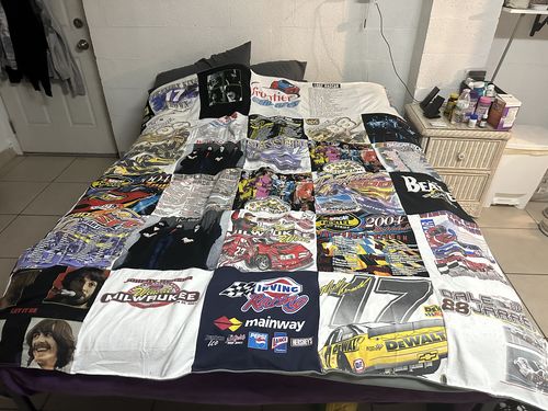 T-shirt quilt with nascars, motorsports themes by Courtney from FL