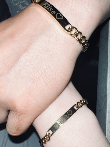 Customer photo review of Couples Engraved Bracelet Set