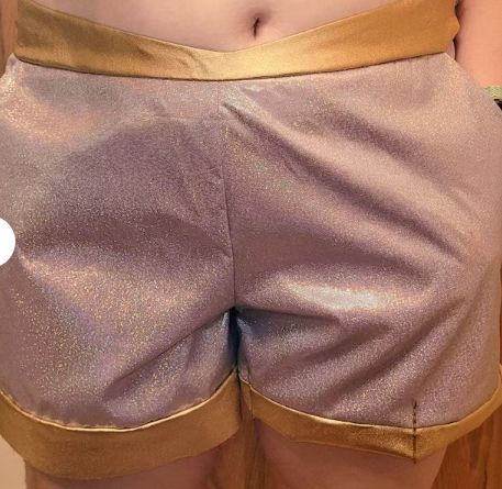 Customer photo review of Glossy Gold Stretch Faux Leather